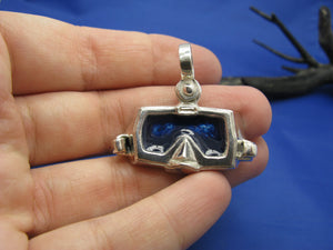 Large Scuba Diver Mask Goggles Pendant in Sterling Silver