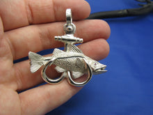Load image into Gallery viewer, Sterling Silver Large Nautical Anchor Shaped Double Fish Hook with Snook Pendant
