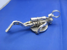 Load image into Gallery viewer, Very Large Unique 3-D Sterling Silver Mens Diver Pendant Holding Shipwreck Coin Attention Grabber 2.5 x 1 inches Nautical Handcrafted Design
