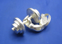 Load image into Gallery viewer, Large Heavy Sterling Silver Unique Muscle Weight Lifter Arm with Barbell Pendant
