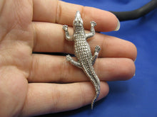 Load image into Gallery viewer, Large Men's Sterling Silver Alligator Pendant with Realistic Detailing