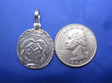 Load image into Gallery viewer, Sterling Silver Pirate Cobb Reproduction Pendant with Custom Shackle Bail | Cast From an Actual Shipwreck Coin Mold | Nautical Jewelry