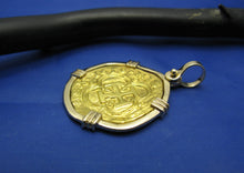 Load image into Gallery viewer, Pure 24k '2 Escudo' Replica Atocha Coin in 14k Bezel with Shackle Bail (Rare Visible Dated Markings)