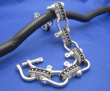 Load image into Gallery viewer, Large Sterling Silver Wide 20mm Nautical Shackle and Beaded Rope Link Bracelet