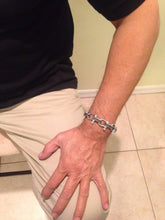 Load image into Gallery viewer, Large Sterling Silver Wide 20mm Nautical Shackle and Beaded Rope Link Bracelet