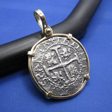 Load image into Gallery viewer, Pirate Treasure Cob Replica Inside 14k Yellow Gold Bezel