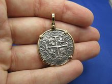 Load image into Gallery viewer, Pirate Treasure Cob Replica Inside 14k Yellow Gold Bezel