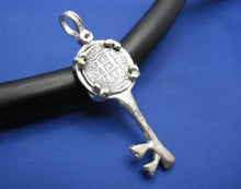 Load image into Gallery viewer, New Custom Handcrafted Sterling Silver Skeleton Bone Key Pendant with Pirate Shipwreck Coin