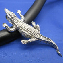 Load image into Gallery viewer, Large Men's Sterling Silver Alligator Pendant with Realistic Detailing