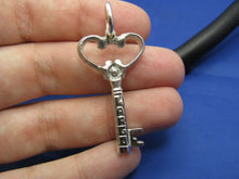 Load image into Gallery viewer, Key Largo Sterling Silver Heart Lighthouse Skeleton Key Pendant