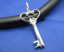 Load image into Gallery viewer, Key Largo Sterling Silver Heart Lighthouse Skeleton Key Pendant