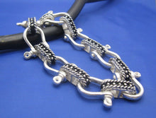 Load image into Gallery viewer, Large Sterling Silver Wide 20mm Nautical Shackle and Beaded Rope Link Bracelet