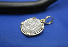 Load image into Gallery viewer, Small 1 Reale Atocha Shipwreck Pirate Coin Treasure Cobb Reproduction inside 14k Solid Gold Bezel Pendant