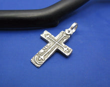 Load image into Gallery viewer, Sterling Silver Unique Artisan Handcrafted Custom Cross Pendant (1.5" x 0.75")