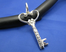 Load image into Gallery viewer, Key Largo Sterling Silver Heart Lighthouse Skeleton Key Pendant
