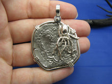 Load image into Gallery viewer, Extra Large Sterling Silver Replica Piece of Eight Doubloon Pendant with Octopus