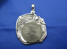 Load image into Gallery viewer, Extra Large Sterling Silver Replica Piece of Eight Doubloon Pendant with Octopus