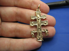 Load image into Gallery viewer, 14k Gold Religious Caravaca Cross Pendant 1.5" x 0.75"