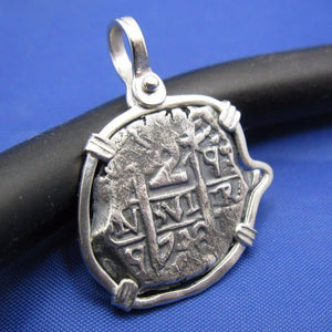 Sterling Silver "2 Reale" Odd Shaped Replica Doubloon Pendant