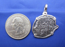 Load image into Gallery viewer, Sterling Silver "2 Reale" Odd Shaped Replica Doubloon Pendant