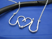 Load image into Gallery viewer, Sterling Silver Fish Hook I Love You Heart Nameplate Style Necklace