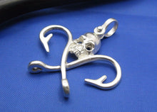 Load image into Gallery viewer, Sterling Silver .925 Nautical Pirate Skull Pendant with Crossed Fish Hooks