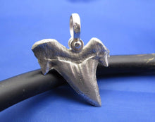 Load image into Gallery viewer, Large Solid .925 Sterling Silver Curved Spiked Shark Tooth Pendant Nautical Jewelry by Crisol (Free Leather Cord Included)