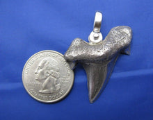 Load image into Gallery viewer, Large Solid .925 Sterling Silver Curved Spiked Shark Tooth Pendant Nautical Jewelry by Crisol (Free Leather Cord Included)