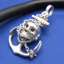 Load image into Gallery viewer, Large Sterling Silver Chain Wrapped Skull and Anchor Pendant
