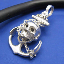 Load image into Gallery viewer, Large Sterling Silver Chain Wrapped Skull and Anchor Pendant