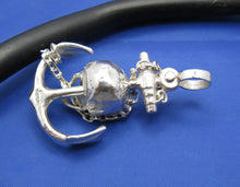 Load image into Gallery viewer, Large Sterling Silver Chain Wrapped Skull and Anchor Pendant