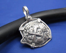 Load image into Gallery viewer, Sterling Silver "2 Reale" Odd Shaped Replica Doubloon Pendant