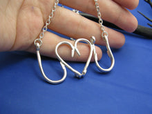 Load image into Gallery viewer, Sterling Silver Fish Hook I Love You Heart Nameplate Style Necklace