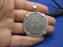 Load image into Gallery viewer, Extra Large Sterling Silver Piece of Eight Pendant with Barrel Bail 1.9" x 1.5"
