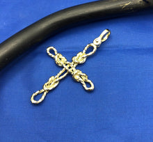 Load image into Gallery viewer, Nautical 14k Solid Yellow Gold Nautical Sailor’s Rope Knot Cross 3d Pendant with Shackle Bail by Crisol Jewelry