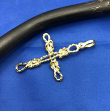 Load image into Gallery viewer, Nautical 14k Solid Yellow Gold Nautical Sailor’s Rope Knot Cross 3d Pendant with Shackle Bail by Crisol Jewelry
