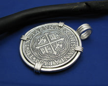 Load image into Gallery viewer, Extra Large Sterling Silver Piece of Eight Pendant with Barrel Bail 1.9" x 1.5"
