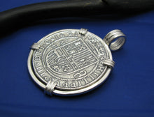 Load image into Gallery viewer, Extra Large Sterling Silver Piece of Eight Pendant with Barrel Bail 1.9&quot; x 1.5&quot;
