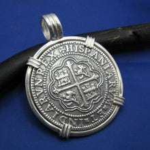 Load image into Gallery viewer, Extra Large Sterling Silver Piece of Eight Pendant with Barrel Bail 1.9" x 1.5"