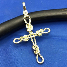 Load image into Gallery viewer, Nautical 14k Solid Yellow Gold Nautical Sailor’s Rope Knot Cross 3d Pendant with Shackle Bail by Crisol Jewelry