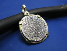 Load image into Gallery viewer, Sterling Silver and 14k "2 Reale" Reproduction Atocha Shipwreck Treasure Coin Necklace