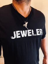 Load image into Gallery viewer, Huge Sterling Silver Men's Shark and Diver Pendant with Sapphire Eyes