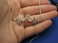 Load image into Gallery viewer, Sterling Silver Ocean Sea Wave Heartbeat Necklace
