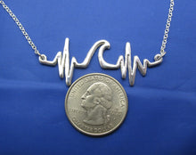 Load image into Gallery viewer, Sterling Silver Ocean Sea Wave Heartbeat Necklace