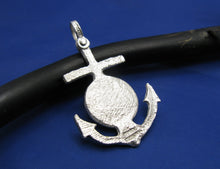 Load image into Gallery viewer, Sterling Silver Nautical Wood Anchor and Compass Pendant with Shackle Bail, Original Design by Crisol Jewelry, Unique Sea Jewelry Necklace