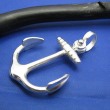 Load image into Gallery viewer, Large Sterling Silver Plain Anchor Necklace with Shackle Bail