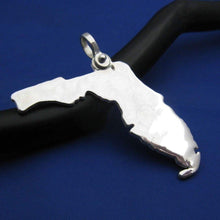 Load image into Gallery viewer, Large High Polish Sterling Silver Florida State Map Pendant with Shackle Bail