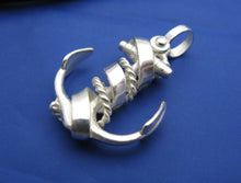 Load image into Gallery viewer, Large Sterling Silver Hold Fast Word Ribbon Banner & Rope Sailor Ship Anchor Necklace