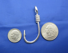 Load image into Gallery viewer, Sterling Silver Large Fish Hook With Rope