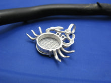 Load image into Gallery viewer, Sterling Silver Pirate Coin Replica Inside Custom Crab Bezel with Gemstone Eyes and Shackle Bail